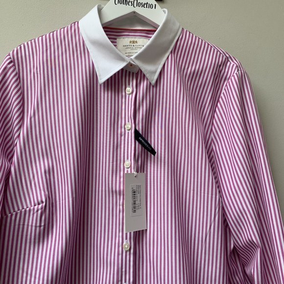 Hawes & Curtis Ladies Shirt Blouse Size 18 Pink Stripe Semi Fitted *NEW* - Picture 13 of 13